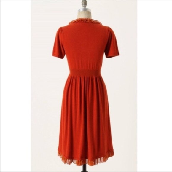 ANTHRO Isabella Sinclair Jacinth Sweater Dress Dark Orange Ruffles - Picture 3 of 13